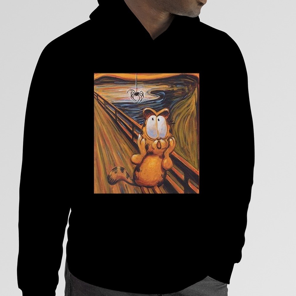 The Scream Art Style For Garfield With Spider Halloween 2023 Hoodie